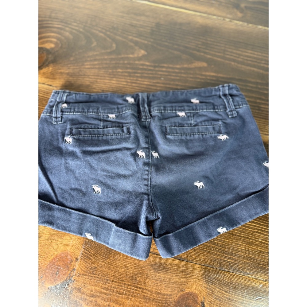 Abercrombie & Fitch Navy Blue Moose Chino Micro Shorts Womens 00‎ Stretch Y2K - Picture 2 of 14